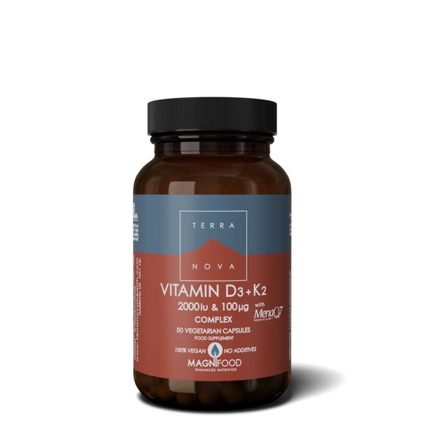Terranova Vitamine D3 2000IU met K2 100mcg complex (50 Vegetarische capsules)
