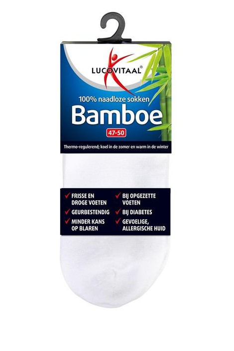 Lucovitaal Bamboe enkelsok wit maat 47-50 (1 Paar)