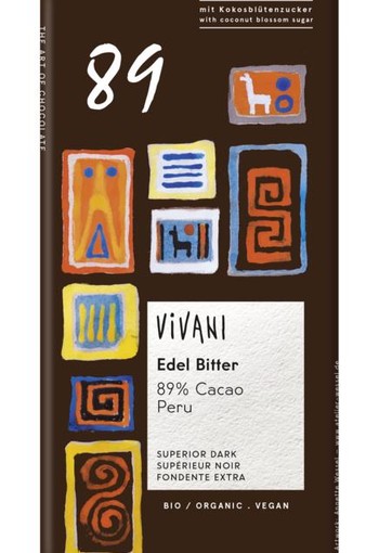 Vivani Chocolade puur superieur 89% Peru bio (80 Gram)