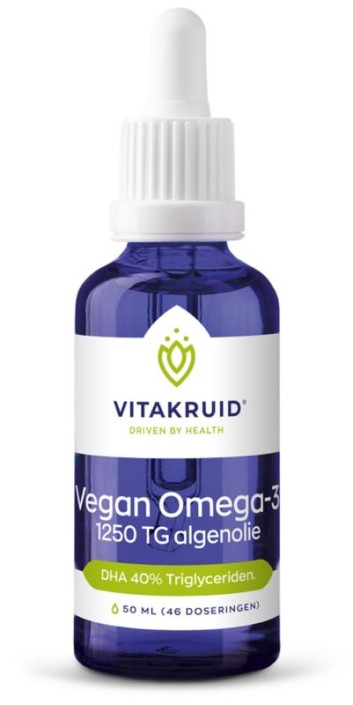 Vitakruid Vegan Omega 3 algenolie 1250 tryglyceriden 500 DHA (50 Milliliter)