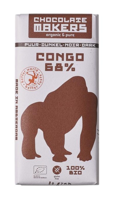 Chocolatemakers Gorilla bar 68% puur bio (80 Gram)