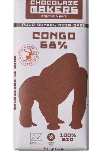 Chocolatemakers Gorilla bar 68% puur bio (85 Gram)