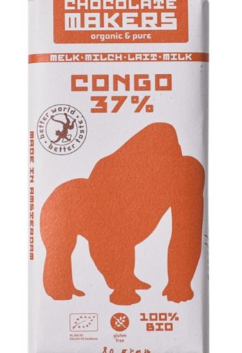Chocolatemakers Gorilla bar melk 37% bio (85 Gram)