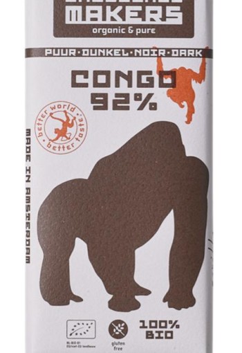 Chocolatemakers Gorilla bar extra puur 92% bio (85 Gram)