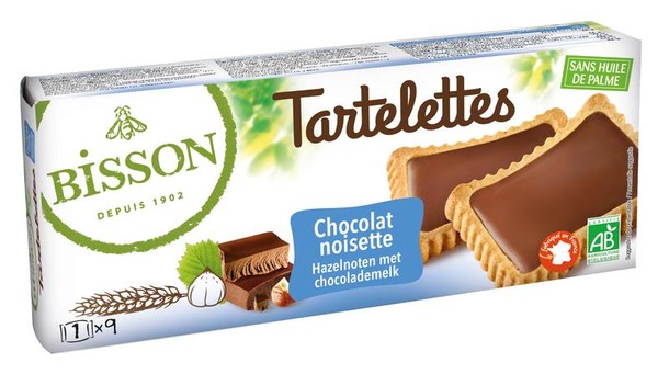 Bisson Gevulde hazelnoot chocolade tartelettes bio (150 Gram)
