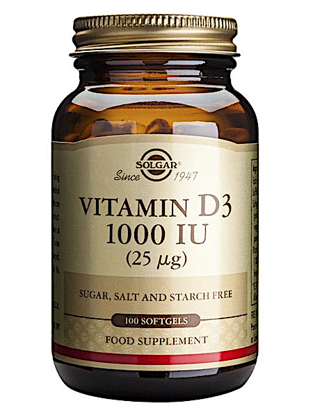 Solgar Vitamin D-3 1000 IU/25 µg (Softgel. Uit visleverolie) (100 softgels)