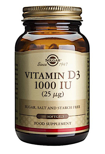 Solgar Vitamin D-3 1000 IU/25 µg (Softgel. Uit visleverolie) (250 softgels)