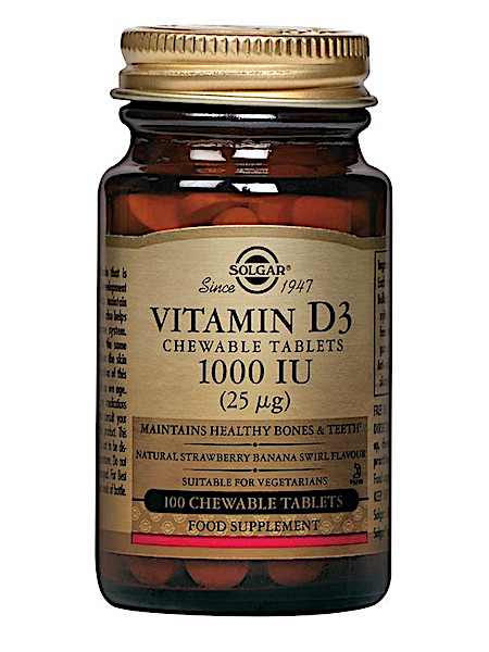 Solgar Vitamin D-3 25µg/1000IU Chewable Tablets (100 kauwtabletten)