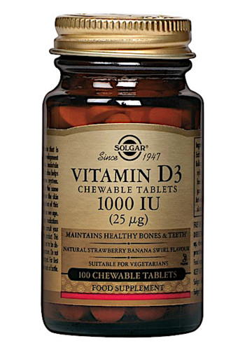 Solgar Vitamin D-3 25µg/1000IU Chewable Tablets (100 kauwtabletten)