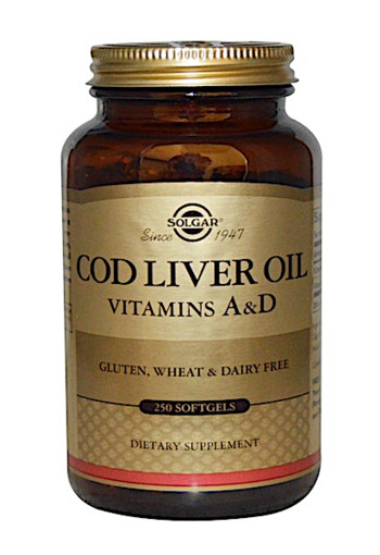 Solgar Cod Liver Oil (Levertraan, Vitamine A & D) (250 softgels)