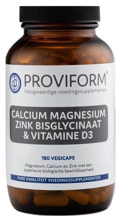 Proviform Calcium magnesium zink bisglycinaat & D3 (180 Vegetarische capsules)