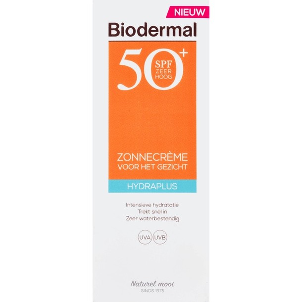 Biodermal Zonnecreme gezicht hydraplus SPF50 (50 ml)