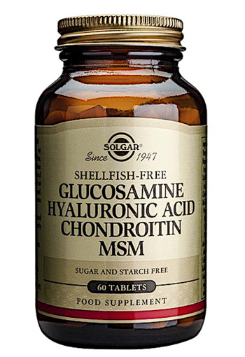 Solgar Glucosamine Hyaluronic Acid Chondroitin MSM (60 tabletten) leverbaar vanaf april 2022. reserveer nu!
