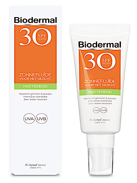 Biodermal Zonnefluide Gezicht Matterend Factor(spf)30 40ml