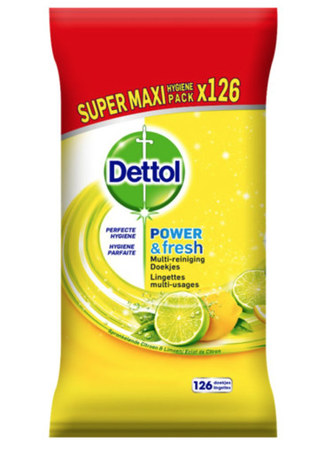 Dettol Reinigingsdoek power & fresh citrus (126 Stuks)