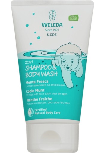 Weleda Kids 2 in 1 shampoo & bodywash coole munt (150 Milliliter)