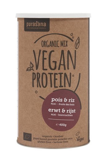 Purasana Proteine erwt & rijst - acai bosvruchten vegan bio (400 Gram)