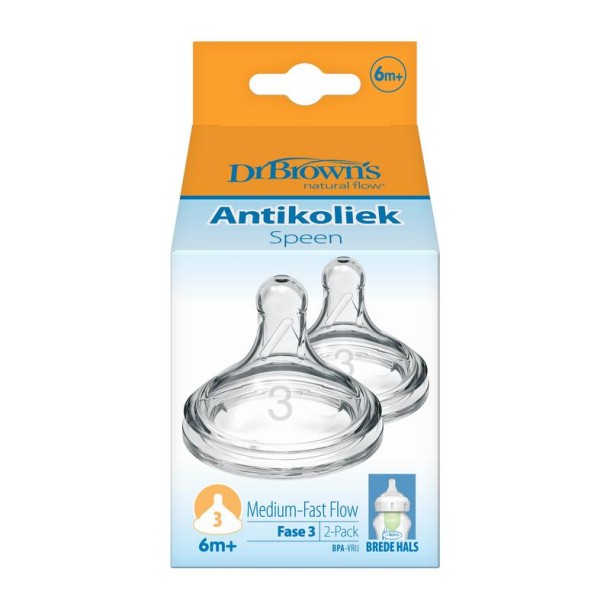 Dr Brown's Options+ speen fase 3 brede halsfles (2 Stuks)
