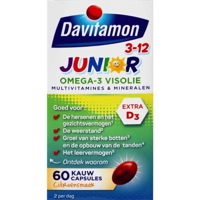 Zielig wasmiddel wang Davitamon Junior 3+ omega 3 visolie (60 capsules)