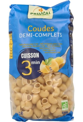 Primeal Coudes halfvolkoren snelkook 3 minuten bio (500 Gram)