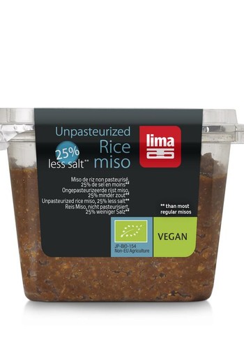 Lima Brown rice ongepasteuriseerd 25% minder zout bio (300 Gram)