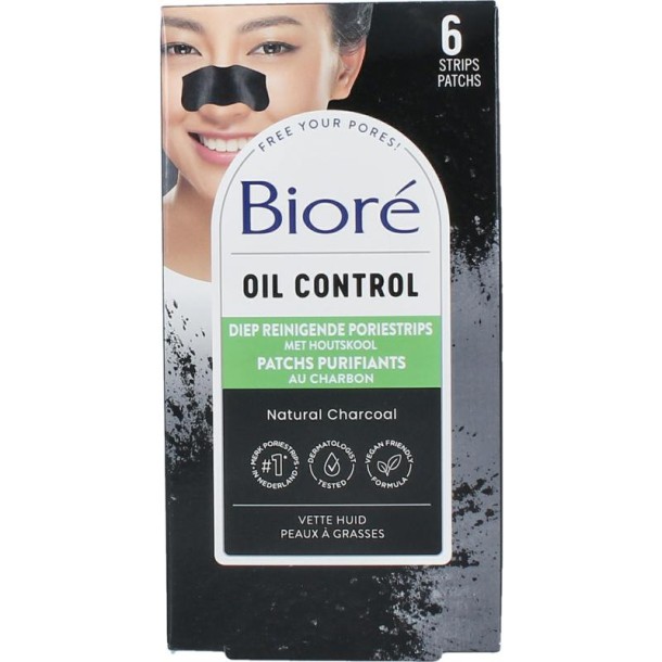 Biore Diep reinigende poriestrips houtskool (6 Stuks)