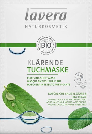 Lavera Sheetmasker masque en tissu purifying EN-FR-DE-IT (1 Stuks)