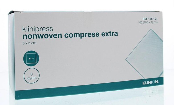 Klinion Non-woven compres 5 x 5cm extra (100 Stuks)
