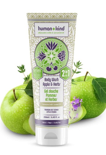 Human+Kind 2 in 1 Bodywash apple herbs vegan (250 Milliliter)