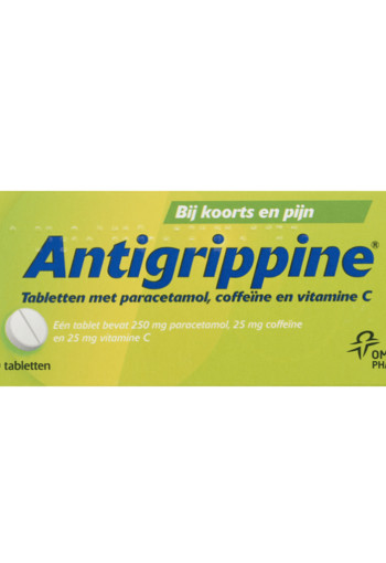Anti-Grippine Tabletten met Paracetamol, Coffeïne, Vitamine C / 40 stuks