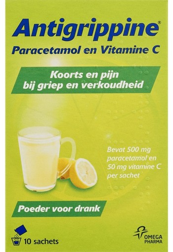 Antigrippine Paracetamol Vitamine C 500/50mg Poeder 10st