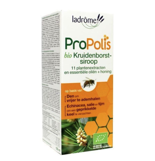 Ladrome Propolis kruidenborstsiroop suikervrij bio (150 Milliliter)
