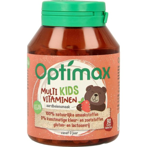 Optimax Kinder multi aardbei (90 Kauwtabletten)