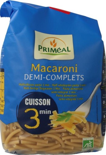 Primeal Macaroni halfvolkoren snelkook 3 minuten bio (500 Gram)