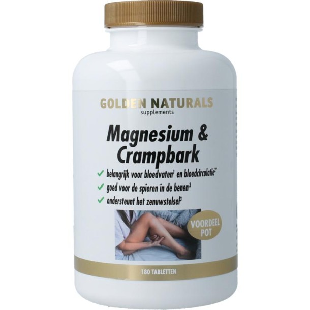 Golden Naturals Magnesium & crampbark (180 Tabletten)