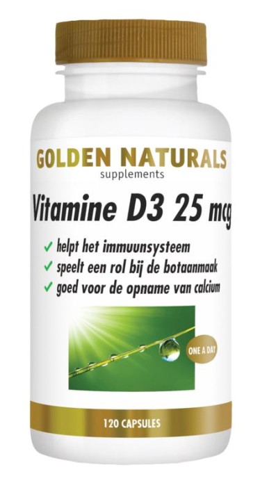 Golden Naturals Vitamine D3 25mcg (120 Capsules)