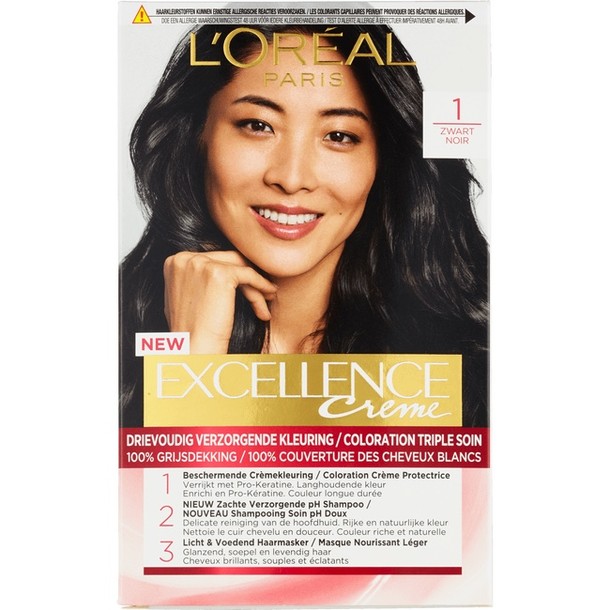 L'Oréal Paris Excellence Crème Verzorgende Crèmekleuring 1 Zwart