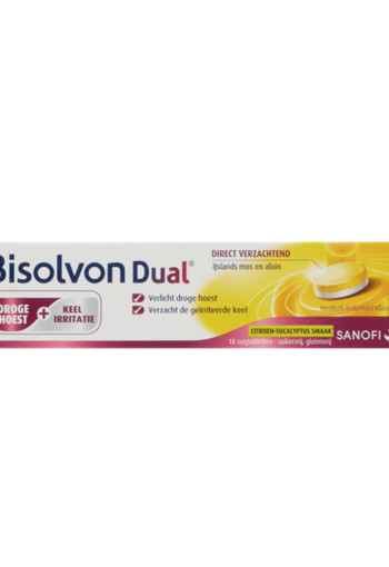 Bisolvon Dual droge hoest/keelirritatie (18 tabletten)