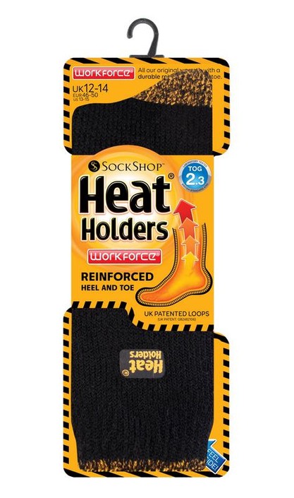Heat Holders Mens workforce socks maat 12-14 black (1 Paar)