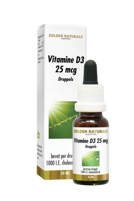 Golden Naturals Vitamine D3 25mcg druppels (20 Milliliter)