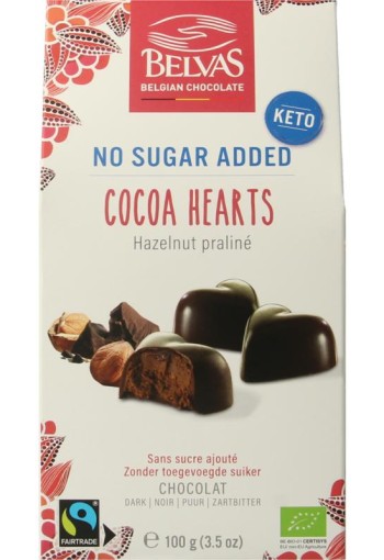 Belvas Choco hart hazelnoot praline bio (100 Gram)