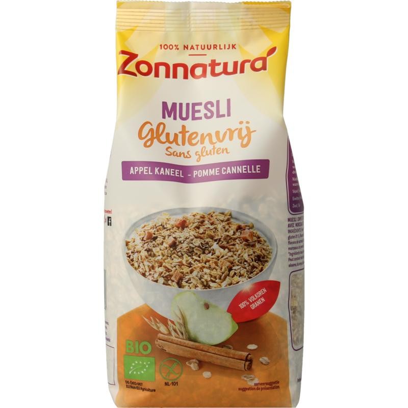 Zonnatura Muesli appel kaneel glutenvrij (375 gram)