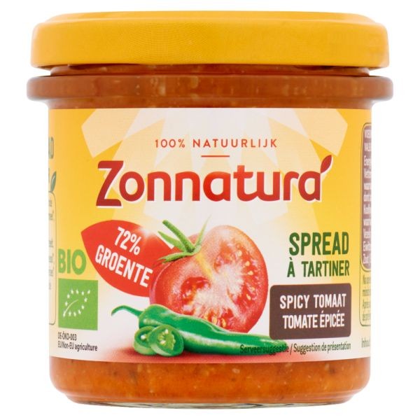 Zonnatura Groentespread spicy tomato bio (135 Gram)