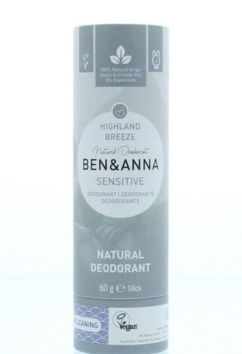 Ben & Anna Deodorant highland breeze sensitive (60 Gram)