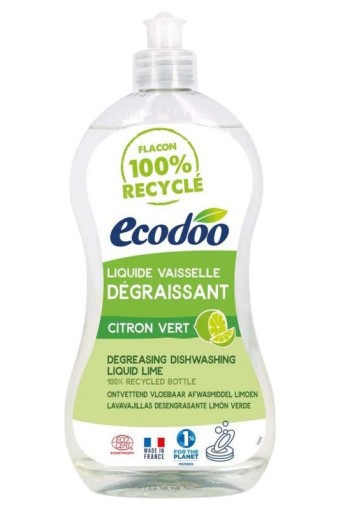 Ecodoo Afwasmiddel vloeibaar ontvettend limoen bio (500 Milliliter)