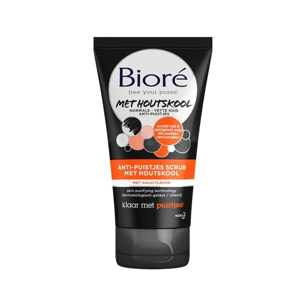 Biore Anti puistjes scrub houtskool (125 ml)