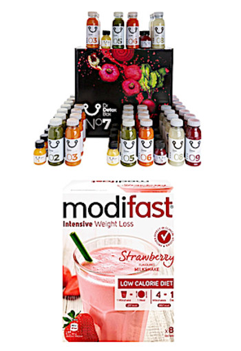 7 x Modifast Milkshake Strawberry Flavoured 440 g + 7 Dagen Detox Sapkuur - Dr Detox Box N°7