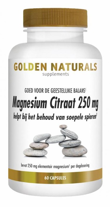 Golden Naturals Magnesium citraat 250mg (60 Vegetarische capsules)