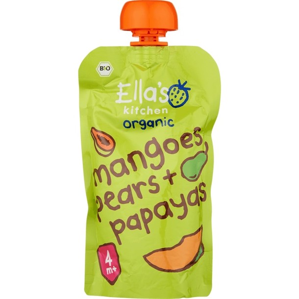 ELLA'S KITCHEN Mangoes, Pears & Papayas 4+ Maanden 120 gram