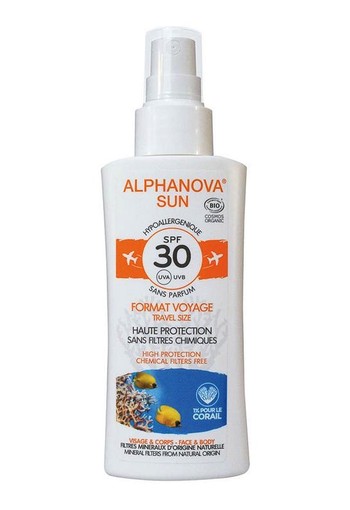 Alphanova Sun Sun spray gevoelige huid SPF30 (90 Gram)